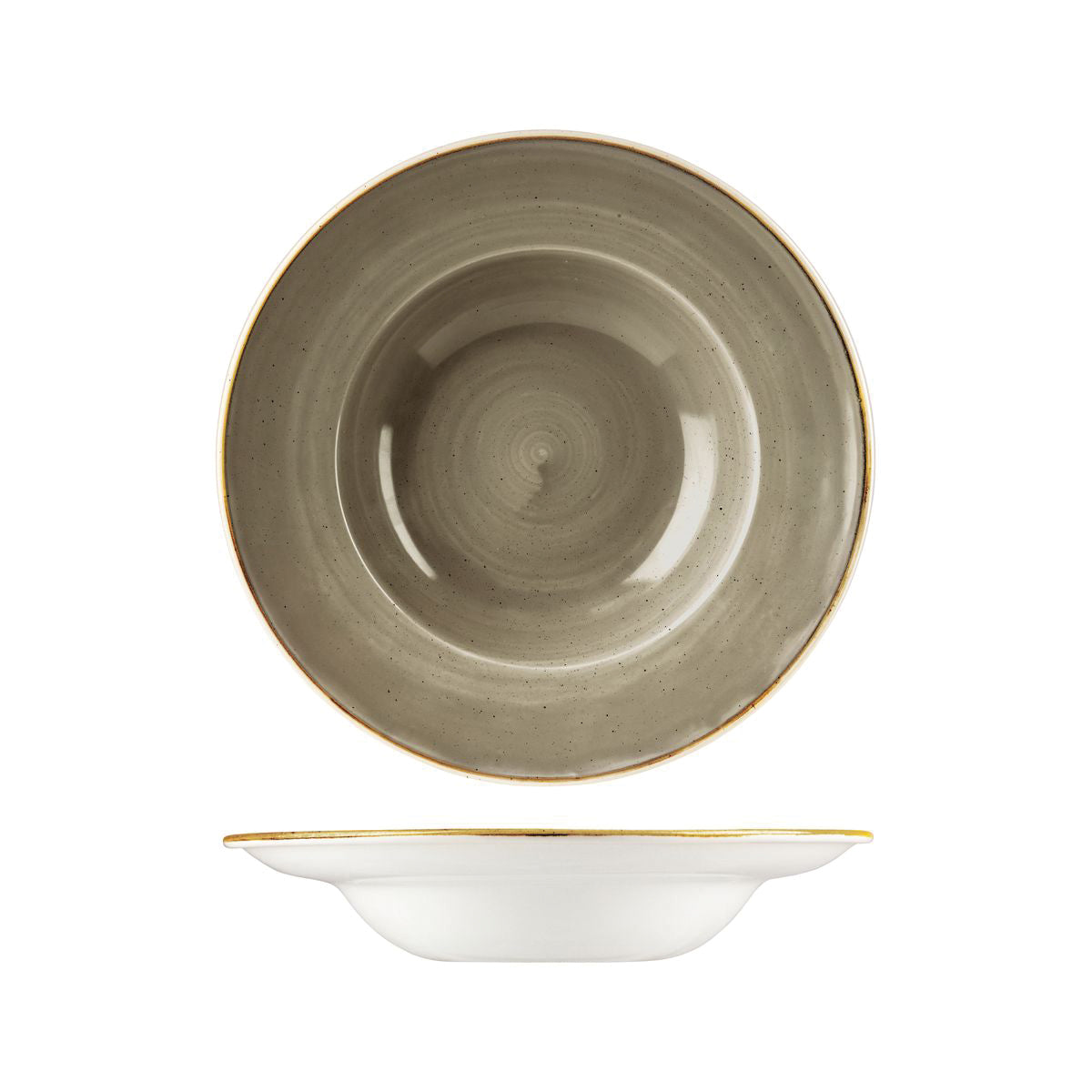72.9975424.P Churchill Stonecast Peppercorn Grey Soup / Pasta Bowl Wide Rim 240mm Globe Importers Adelaide Hospitality Supplies