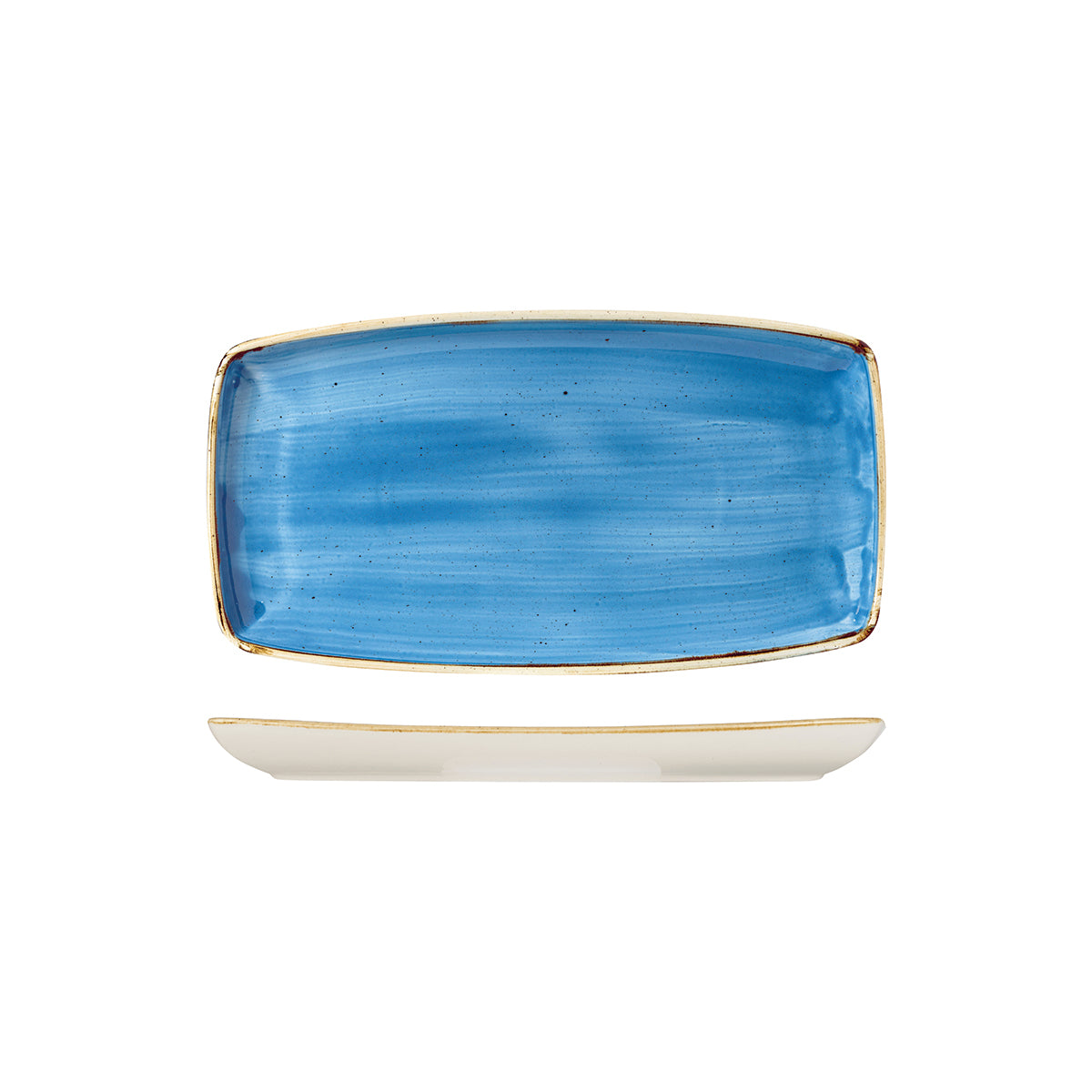 72.9975529.B Churchill Stonecast Cornflower Oblong Plate 295x150mm Globe Importers Adelaide Hospitality Supplies