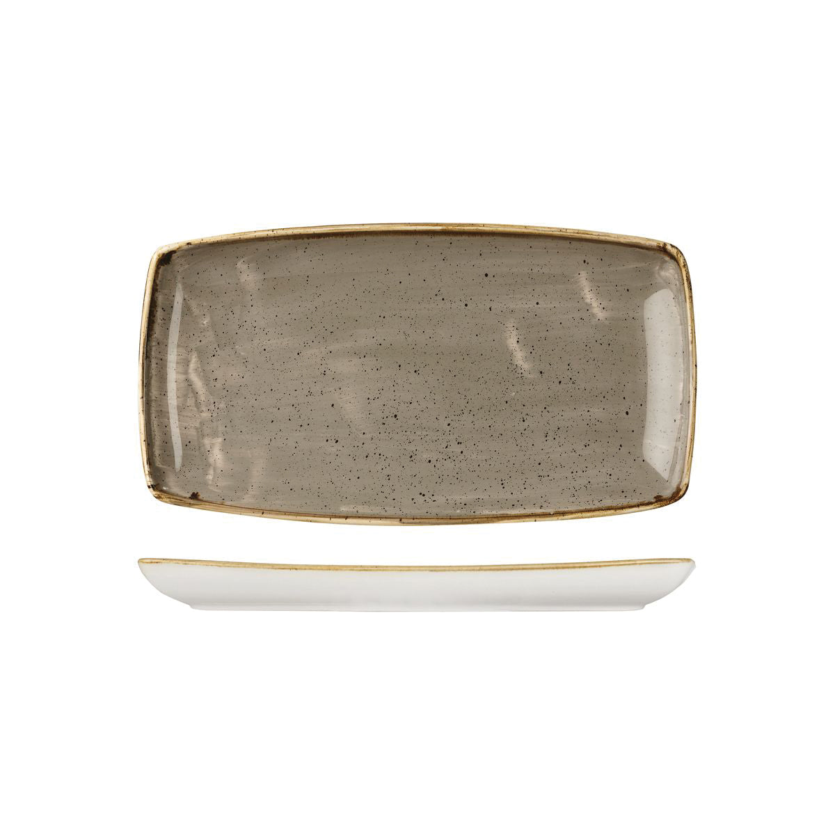 72.9975529.P Churchill Stonecast Peppercorn Grey Oblong Plate 295x150mm Globe Importers Adelaide Hospitality Supplies