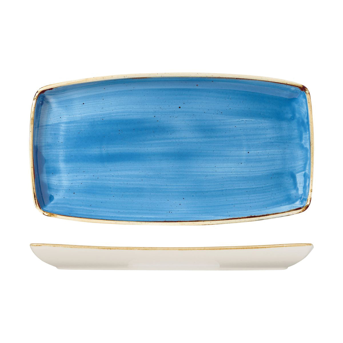 72.9975535.B Churchill Stonecast Cornflower Oblong Plate 350x185mm Globe Importers Adelaide Hospitality Supplies