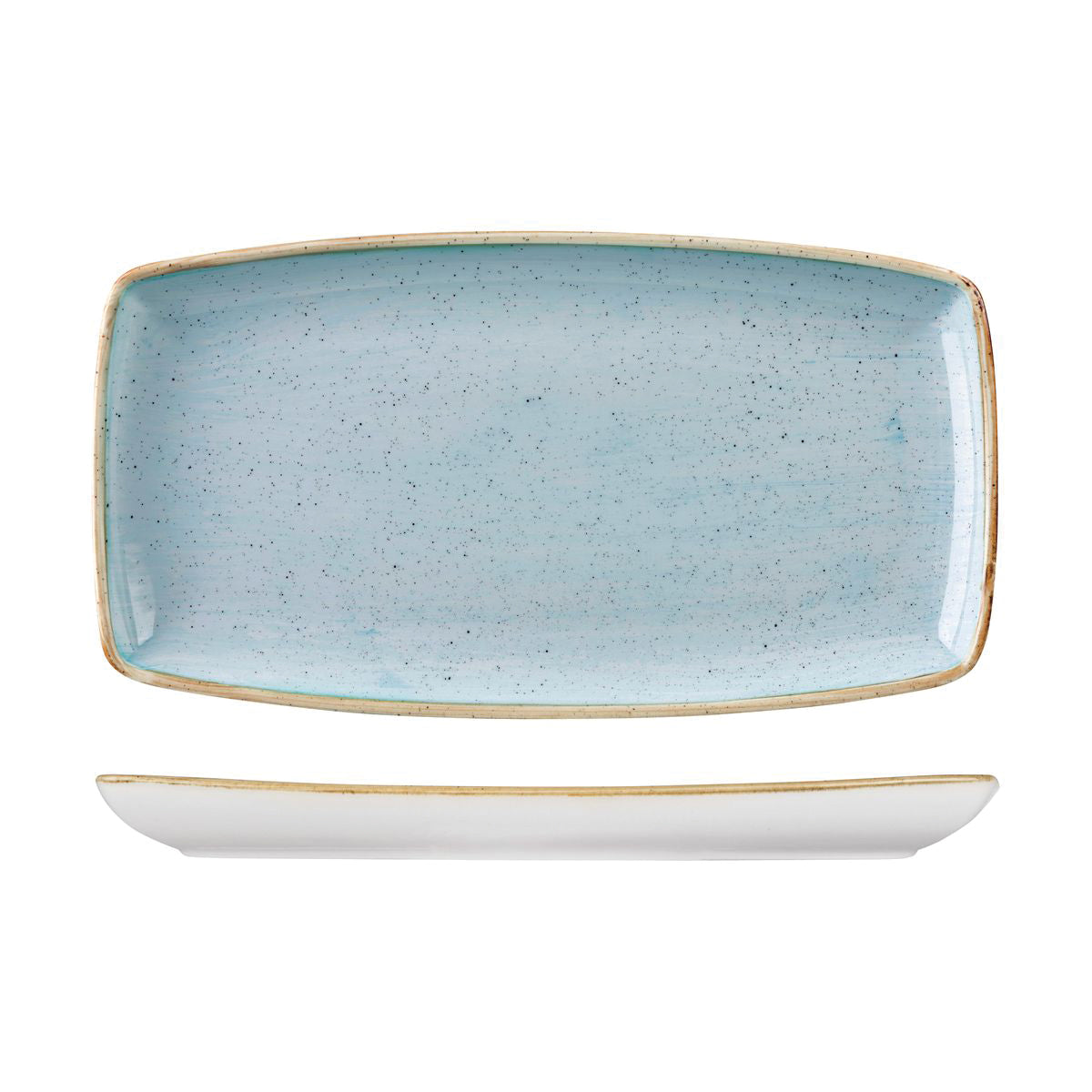 72.9975535.D Churchill Stonecast Duck Egg Oblong Plate 350x185mm Globe Importers Adelaide Hospitality Supplies