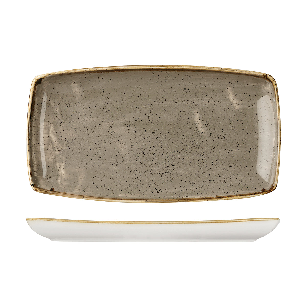 72.9975535.P Churchill Stonecast Peppercorn Grey Oblong Plate 350x185mm Globe Importers Adelaide Hospitality Supplies