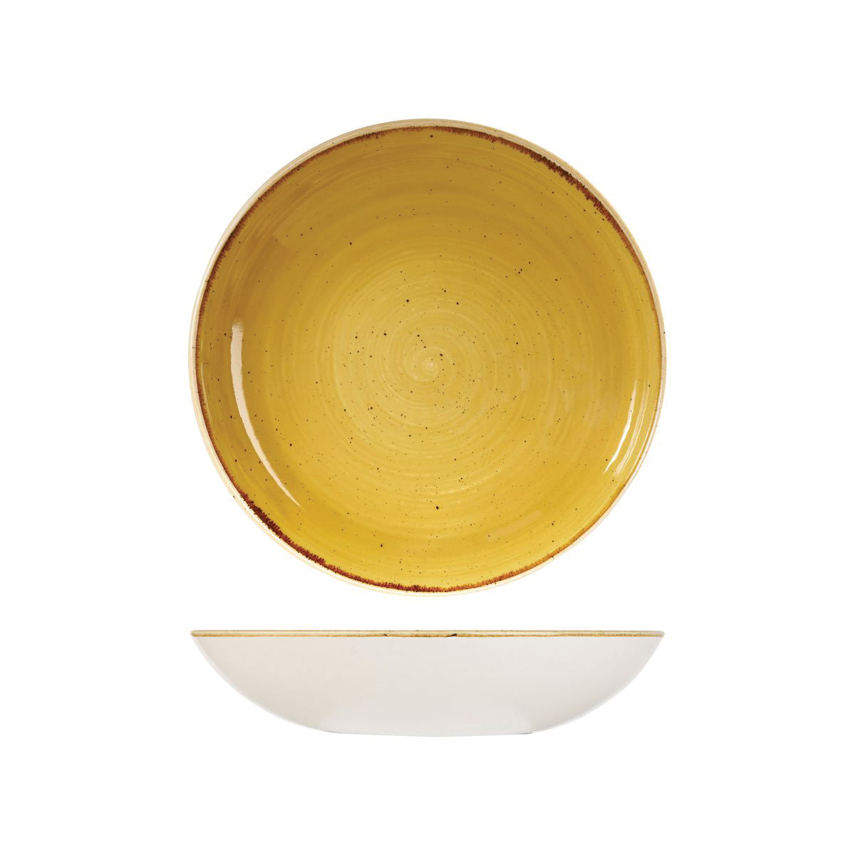 72.9975625.M Churchill Stonecast Mustard Seed Yellow Round Coupe Bowl 248mm / 1136ml Globe Importers Adelaide Hospitality Supplies