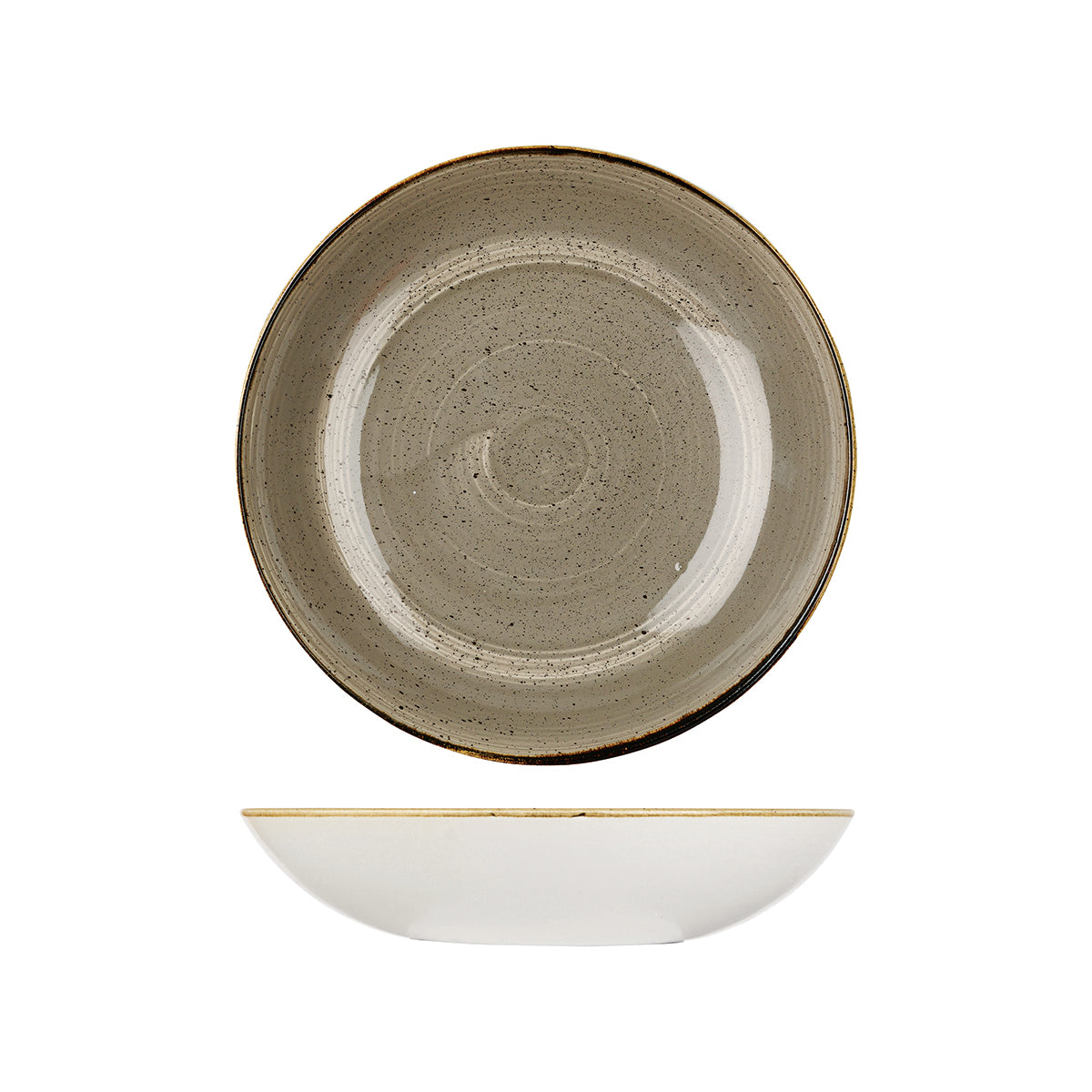 72.9975625.P Churchill Stonecast Peppercorn Grey Round Coupe Bowl 248mm / 1136ml Globe Importers Adelaide Hospitality Supplies