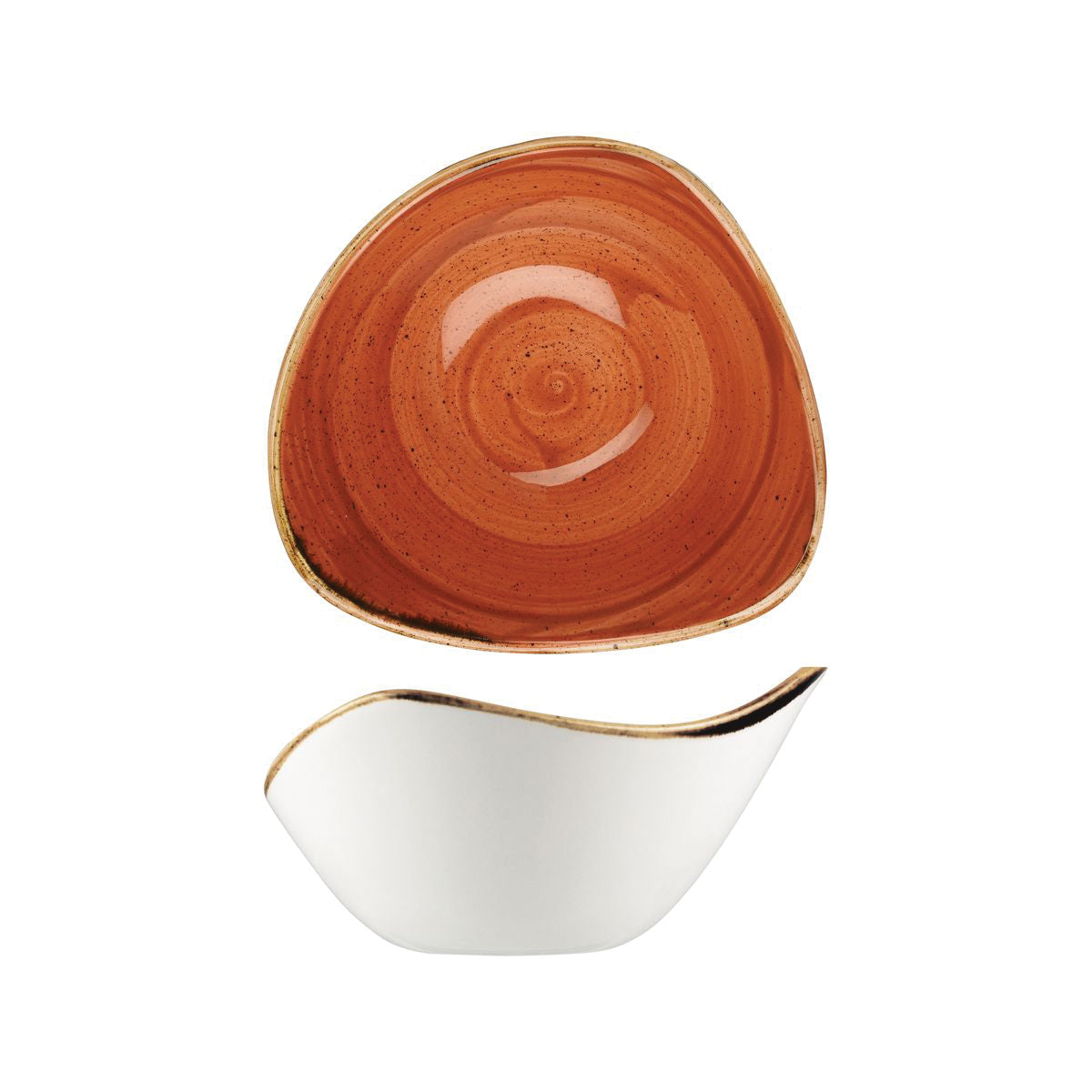 72.9975715.O Churchill Stonecast Spiced Orange Triangular Bowl 153x153mm / 260ml Globe Importers Adelaide Hospitality Supplies