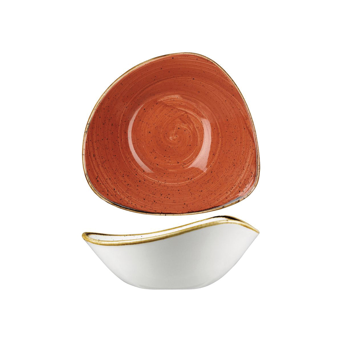 72.9975718.O Churchill Stonecast Spiced Orange Triangular Bowl 185x185mm / 370ml Globe Importers Adelaide Hospitality Supplies