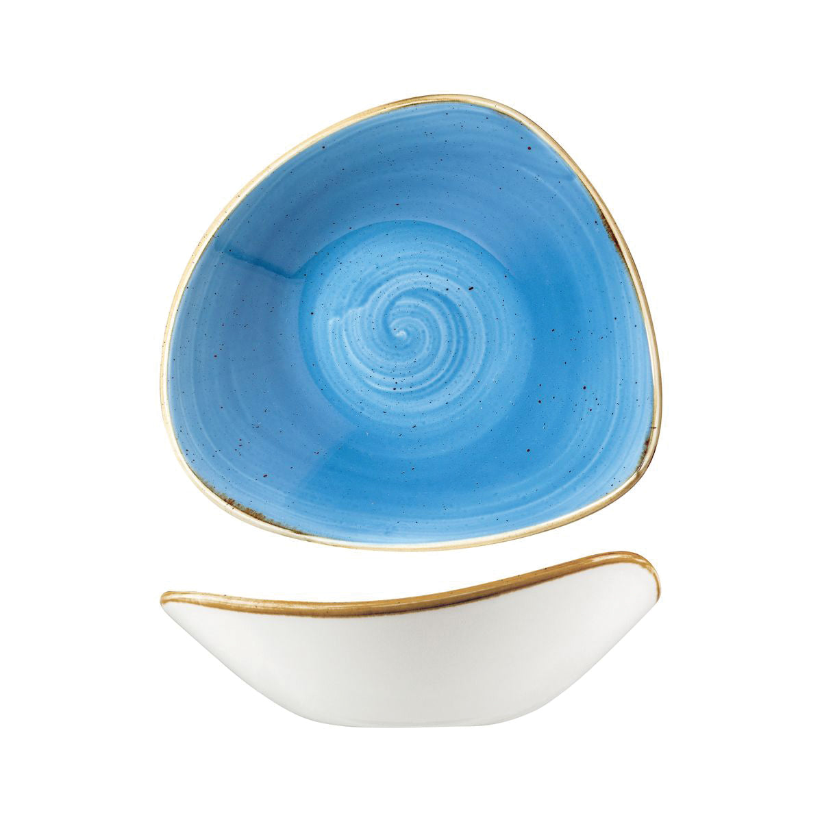 72.9975723.B Churchill Stonecast Cornflower Triangular Bowl 235x235mm / 600ml Globe Importers Adelaide Hospitality Supplies