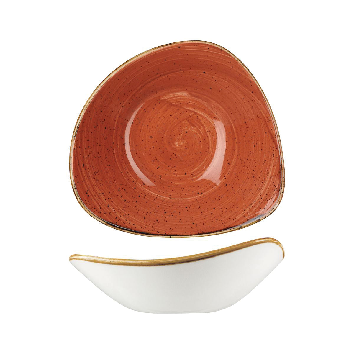 72.9975723.O Churchill Stonecast Spiced Orange Triangular Bowl 235x235mm / 600ml Globe Importers Adelaide Hospitality Supplies