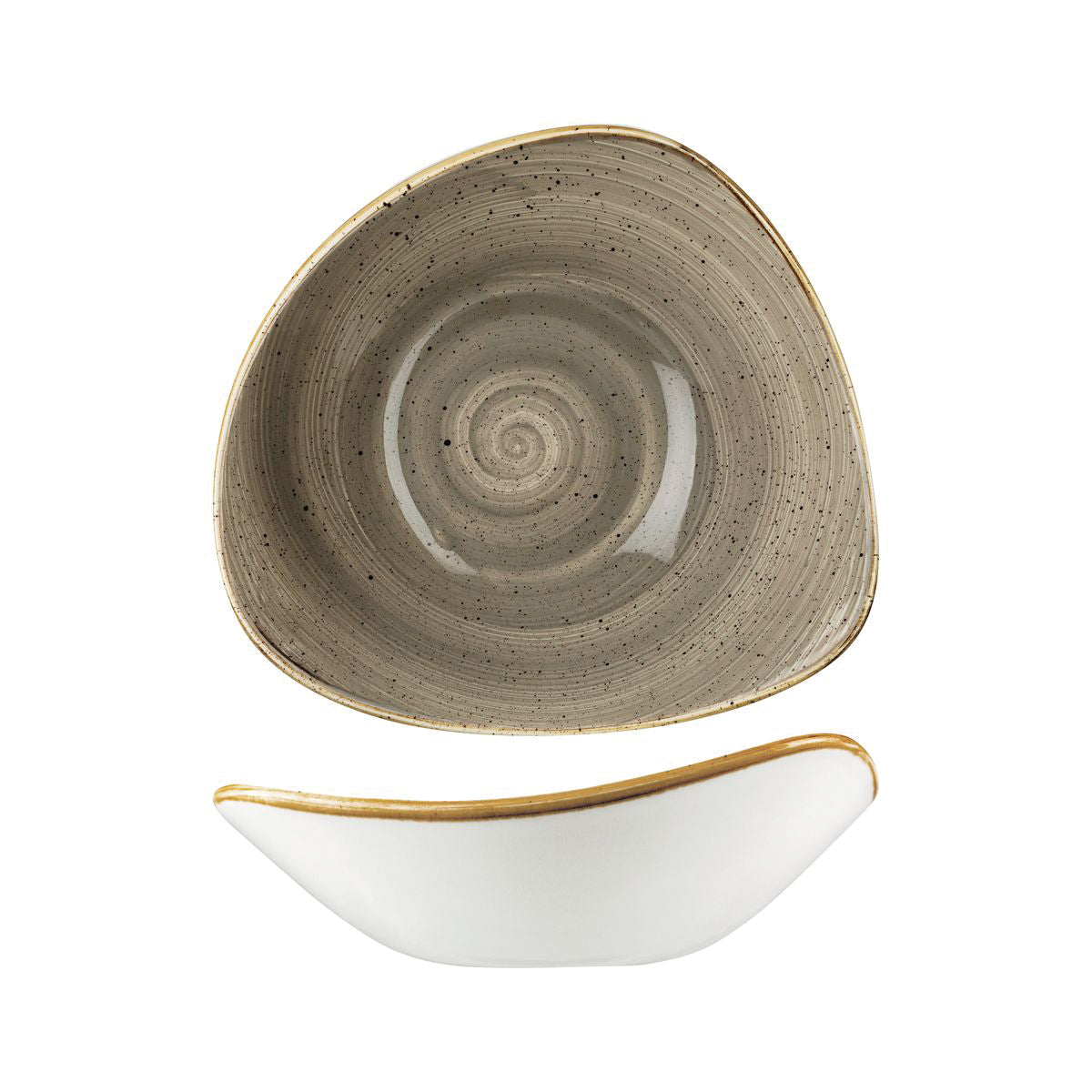 72.9975723.P Churchill Stonecast Peppercorn Grey Triangular Bowl 230x230mm / 600ml Globe Importers Adelaide Hospitality Supplies