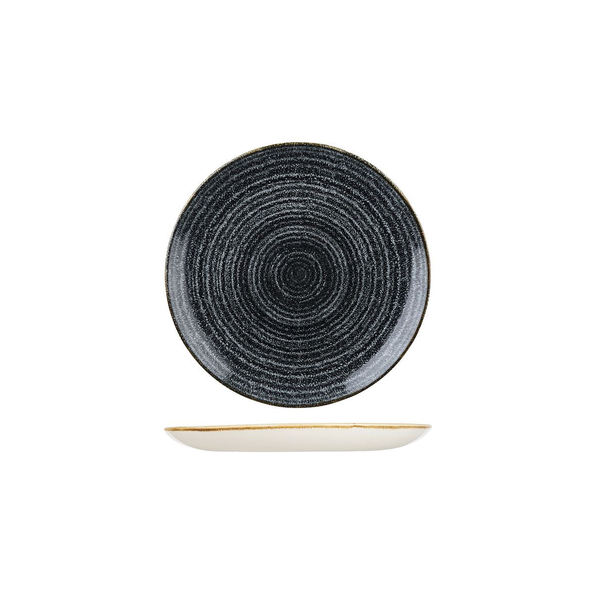 72.9976116.C Churchill Studio Prints Homespun Charcoal Black Round Coupe Plate 165mm Globe Importers Adelaide Hospitality Supplies