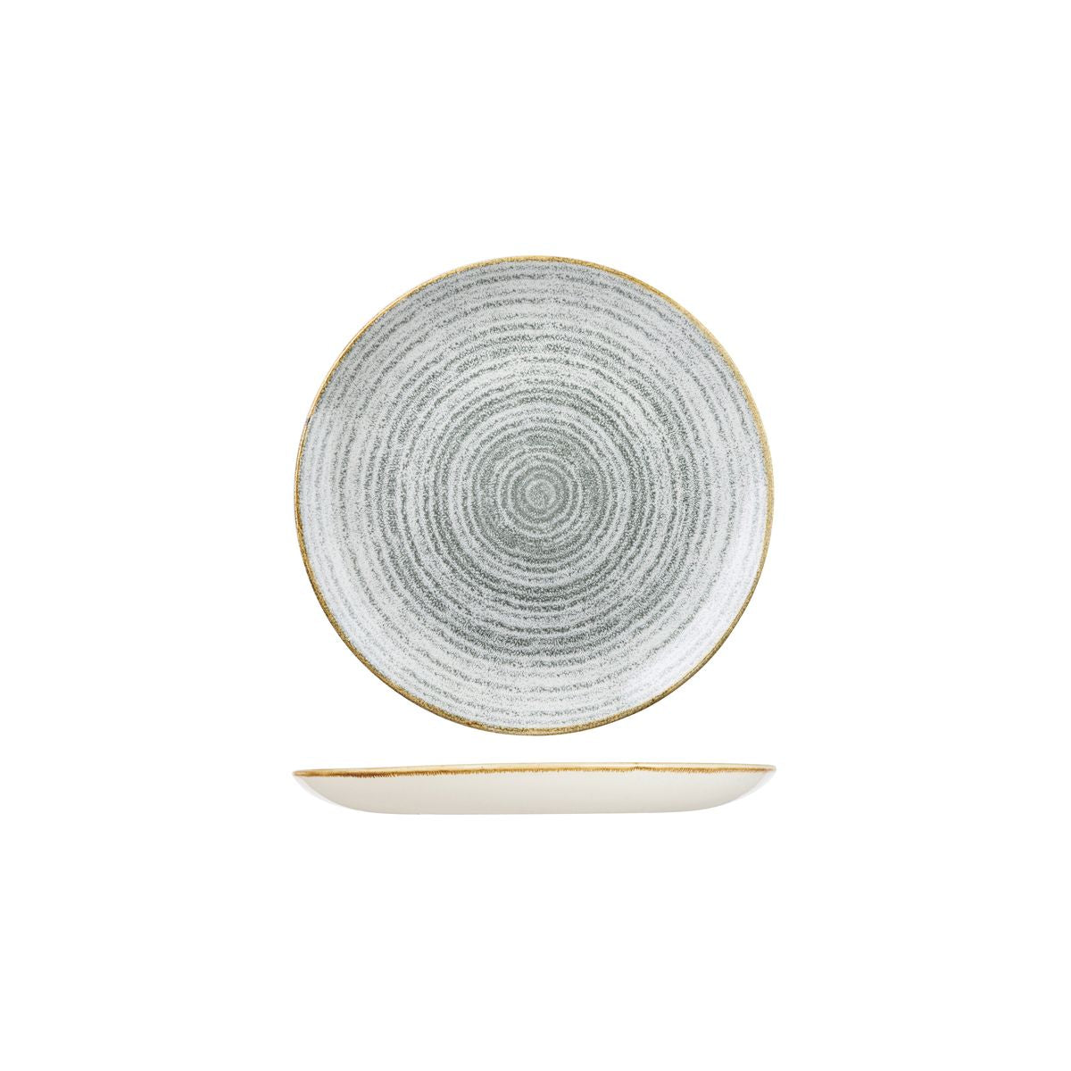72.9976116.G Churchill Studio Prints Homespun Stone Grey Round Coupe Plate 165mm Globe Importers Adelaide Hospitality Supplies