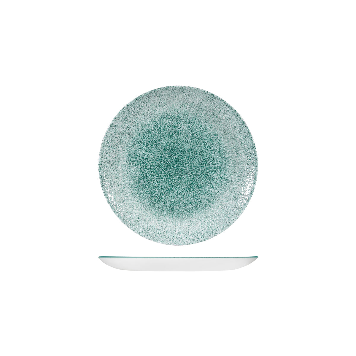 72.9976116.J Churchill Studio Prints Raku Jade Green Round Coupe Plate 165mm Globe Importers Adelaide Hospitality Supplies