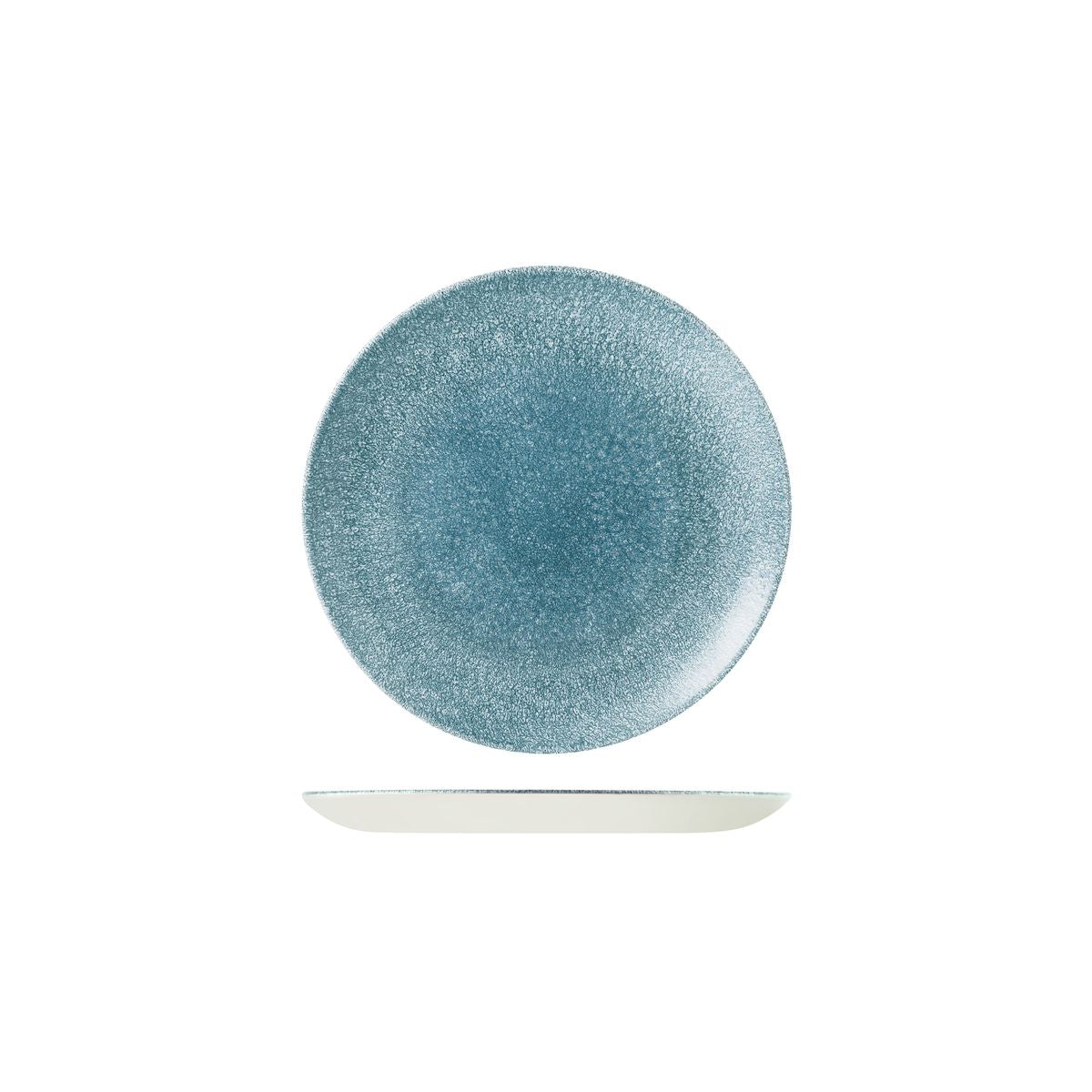 72.9976116.TB Churchill Studio Prints Raku Topaz Blue Round Coupe Plate 165mm Globe Importers Adelaide Hospitality Supplies