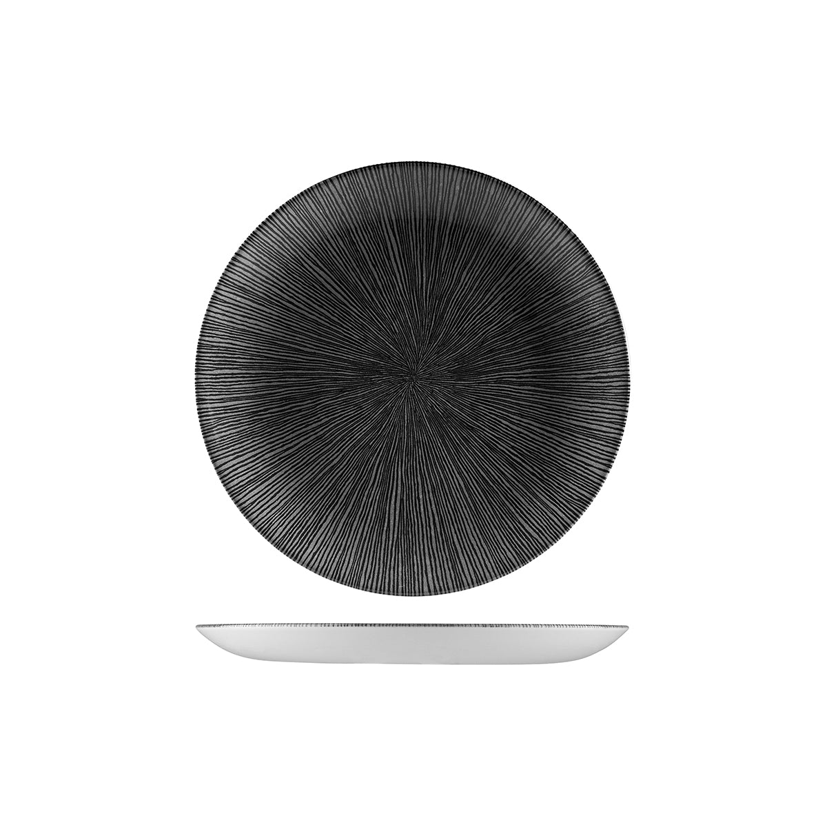 72.9976122.AB Churchill Studio Prints Agano Black Round Coupe Plate 217mm Globe Importers Adelaide Hospitality Supplies