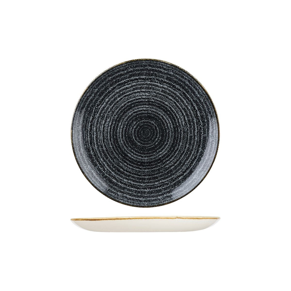 72.9976122.C Churchill Studio Prints Homespun Charcoal Black Round Coupe Plate 217mm Globe Importers Adelaide Hospitality Supplies