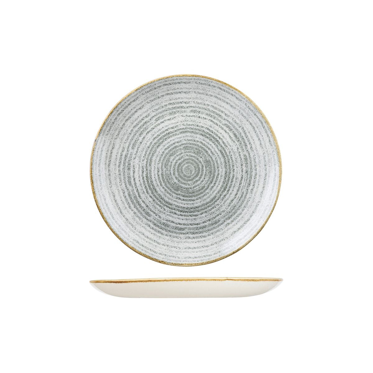 72.9976122.G Churchill Studio Prints Homespun Stone Grey Round Coupe Plate 217mm Globe Importers Adelaide Hospitality Supplies