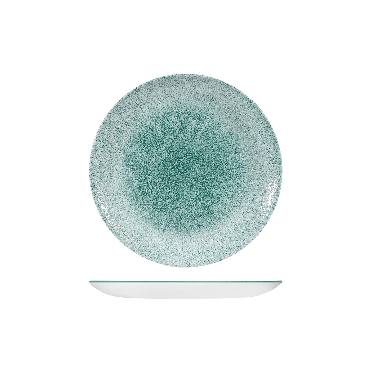 72.9976122.J Churchill Studio Prints Raku Jade Green Round Coupe Plate 217mm Globe Importers Adelaide Hospitality Supplies