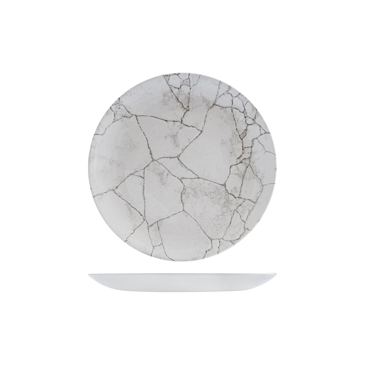 72.9976122.K Churchill Studio Prints Kintsugi Agate Grey Round Coupe Plate 217mm Globe Importers Adelaide Hospitality Supplies