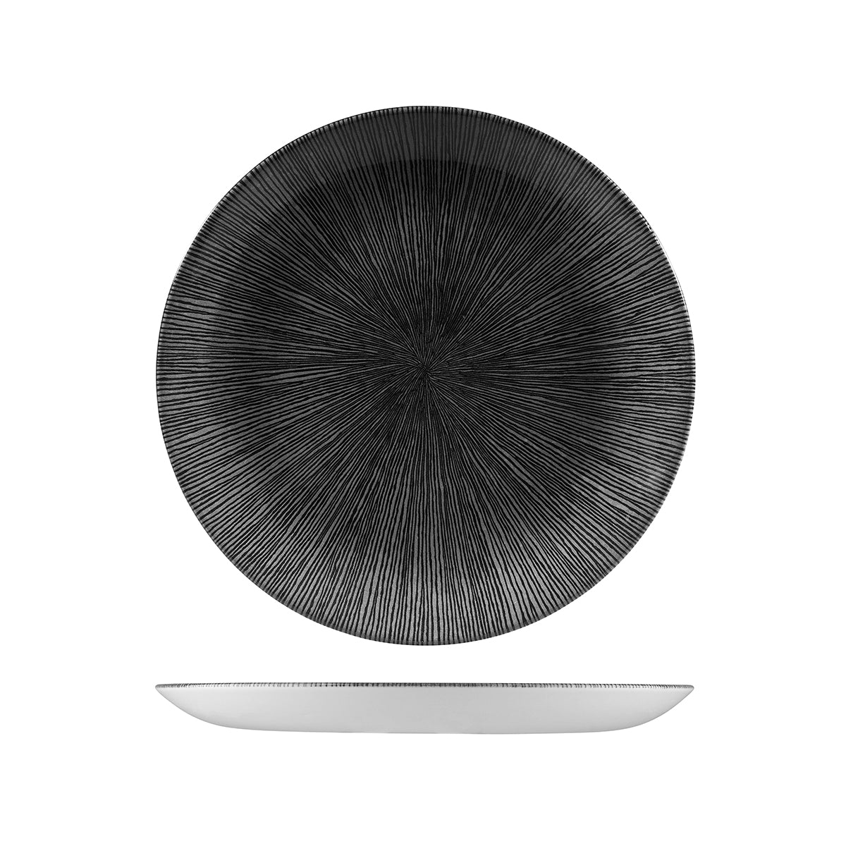 72.9976126.AB Churchill Studio Prints Agano Black Round Coupe Plate 260mm Globe Importers Adelaide Hospitality Supplies