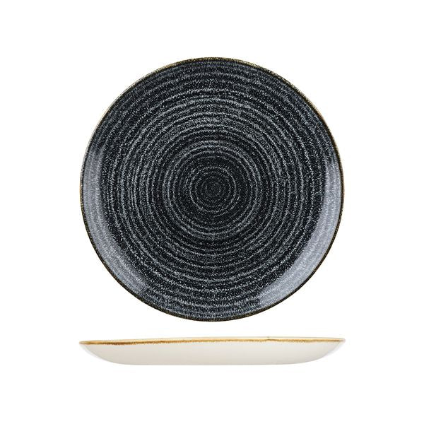 72.9976126.C Churchill Studio Prints Homespun Charcoal Black Round Coupe Plate 260mm Globe Importers Adelaide Hospitality Supplies