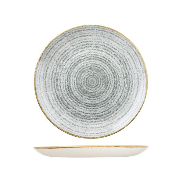 72.9976126.G Churchill Studio Prints Homespun Stone Grey Round Coupe Plate 260mm Globe Importers Adelaide Hospitality Supplies