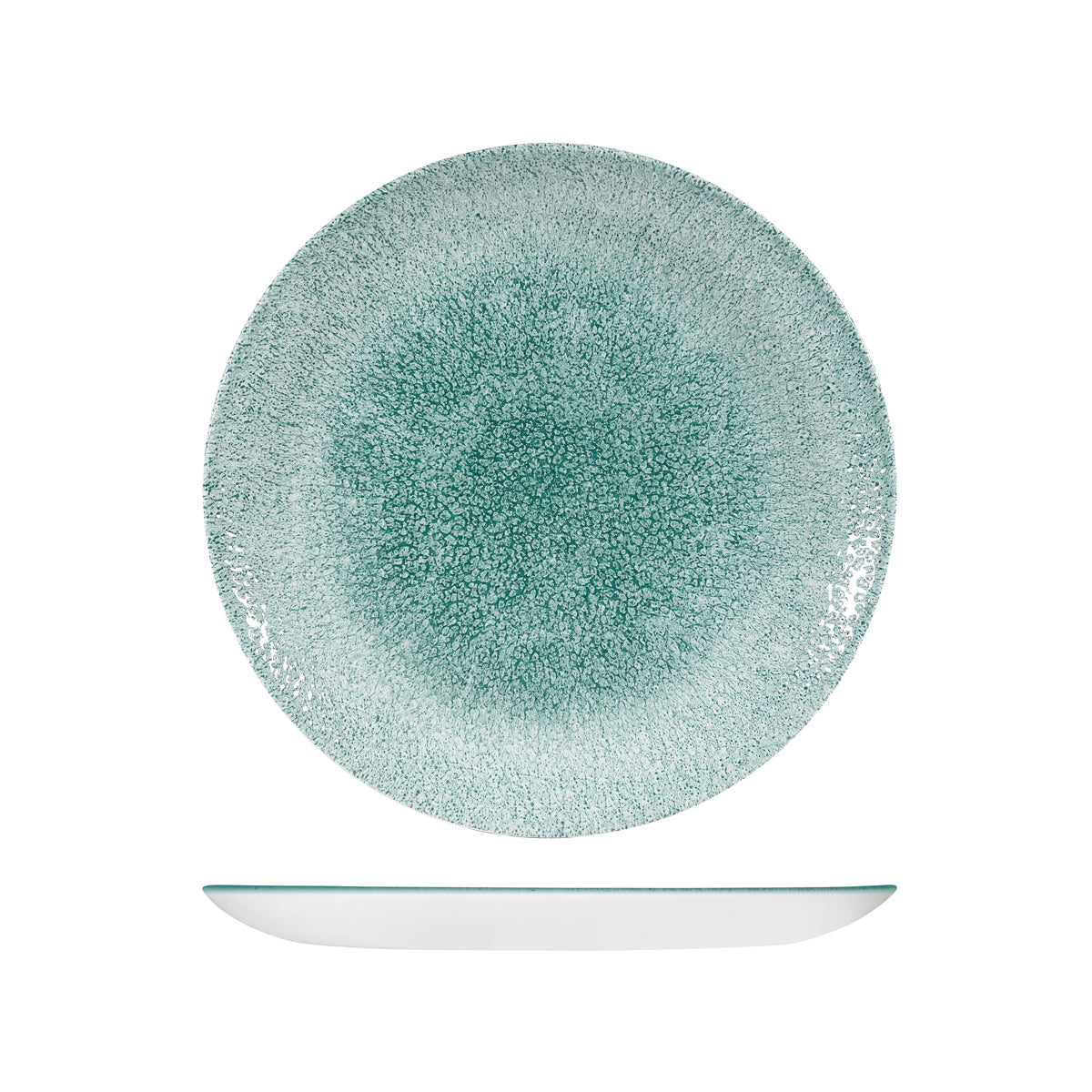 72.9976126.J Churchill Studio Prints Raku Jade Green Round Coupe Plate 260mm Globe Importers Adelaide Hospitality Supplies