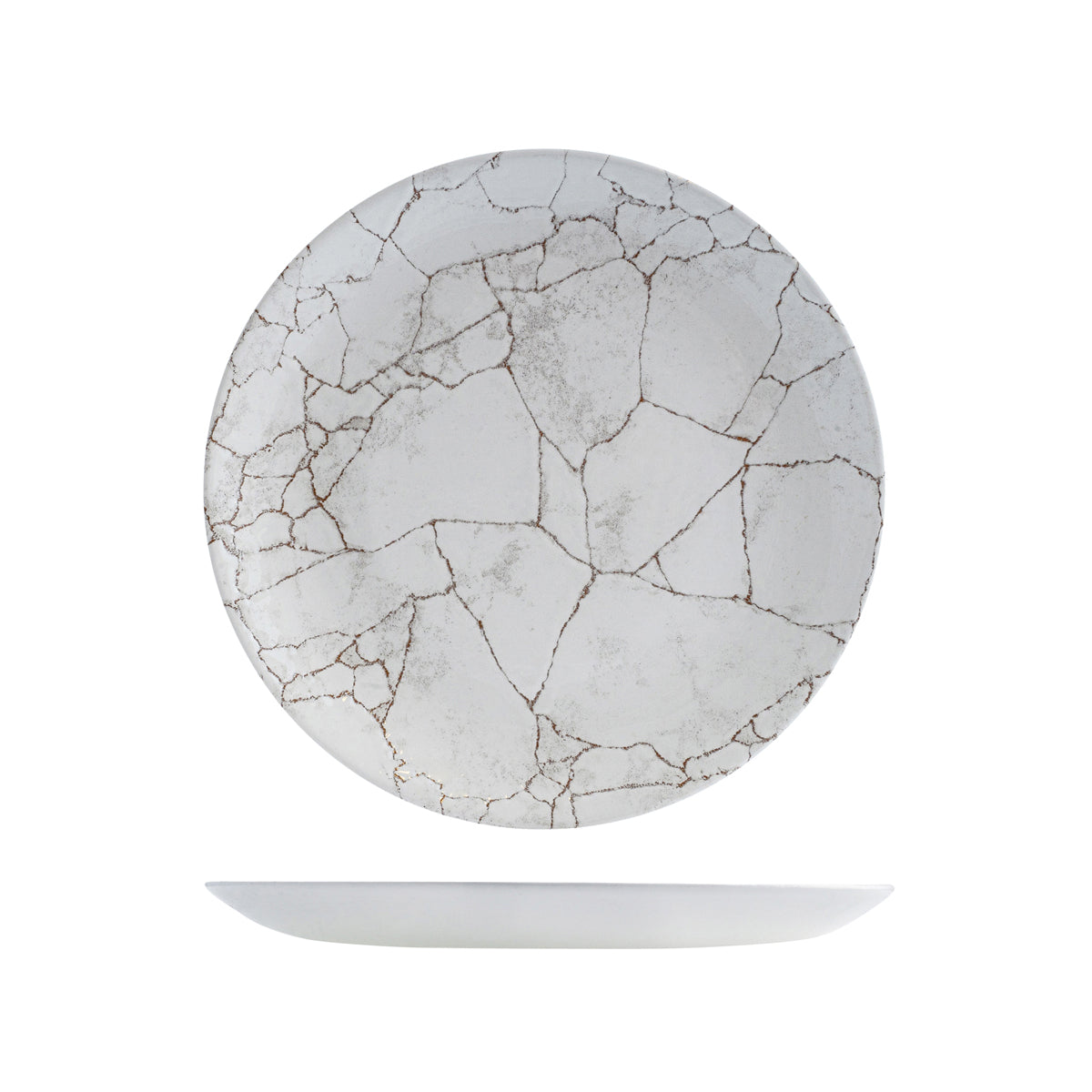 72.9976126.K Churchill Studio Prints Kintsugi Agate Grey Round Coupe Plate 260mm Globe Importers Adelaide Hospitality Supplies
