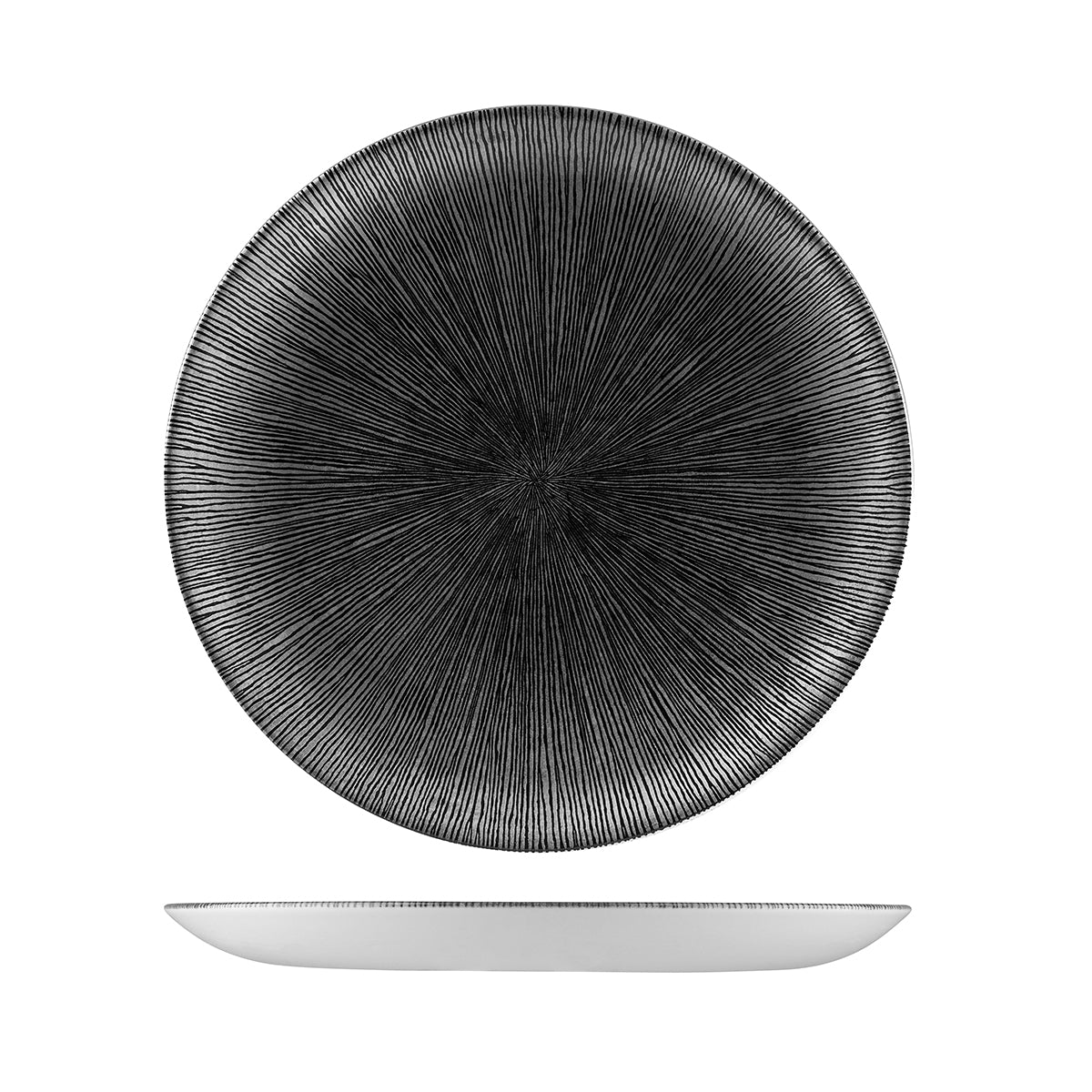 72.9976129.AB Churchill Studio Prints Agano Black Round Coupe Plate 288mm Globe Importers Adelaide Hospitality Supplies