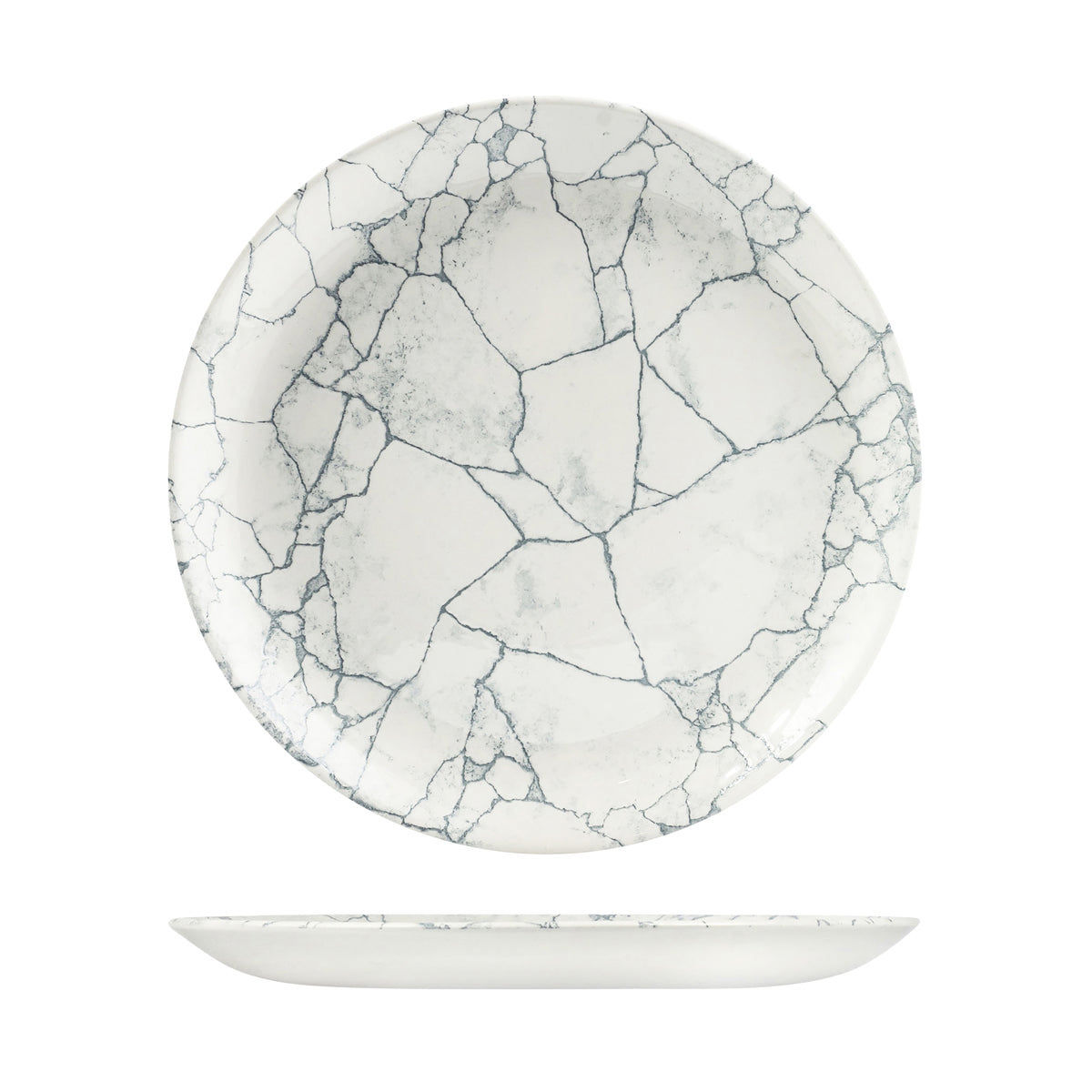 72.9976129.GK Churchill Studio Prints Kintsugi Pearl Grey Round Coupe Plate 288mm Globe Importers Adelaide Hospitality Supplies