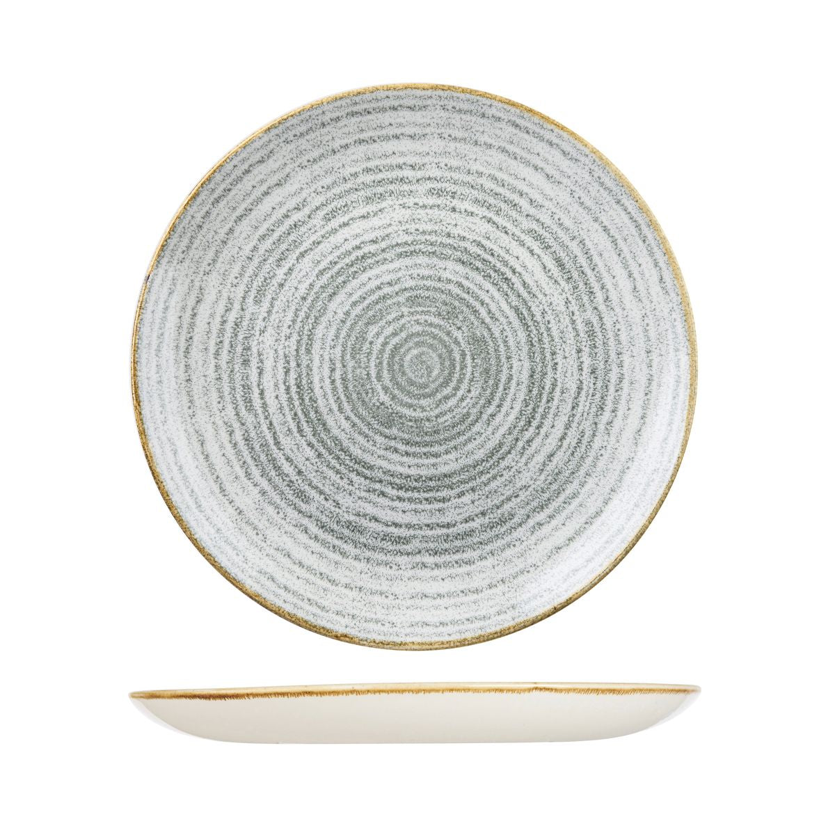 72.9976129.G Churchill Studio Prints Homespun Stone Grey Round Coupe Plate 288mm Globe Importers Adelaide Hospitality Supplies