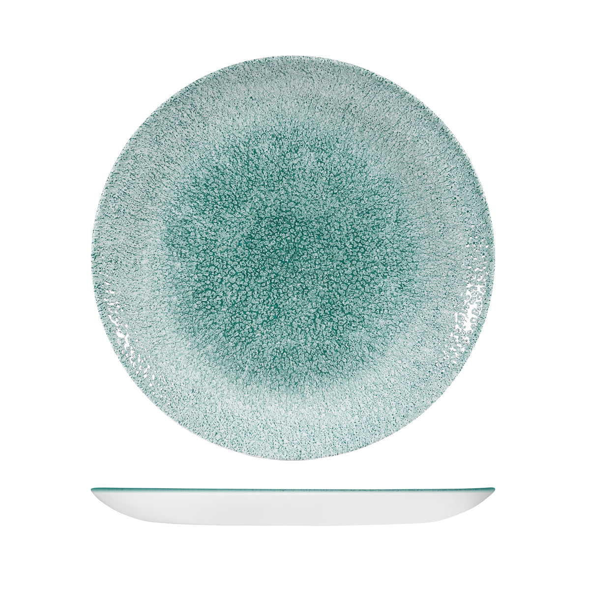 72.9976129.J Churchill Studio Prints Raku Jade Green Round Coupe Plate 288mm Globe Importers Adelaide Hospitality Supplies