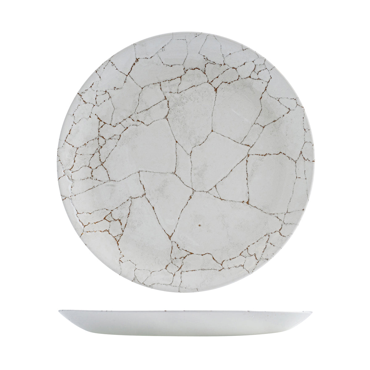 72.9976129.K Churchill Studio Prints Kintsugi Agate Grey Round Coupe Plate 288mm Globe Importers Adelaide Hospitality Supplies