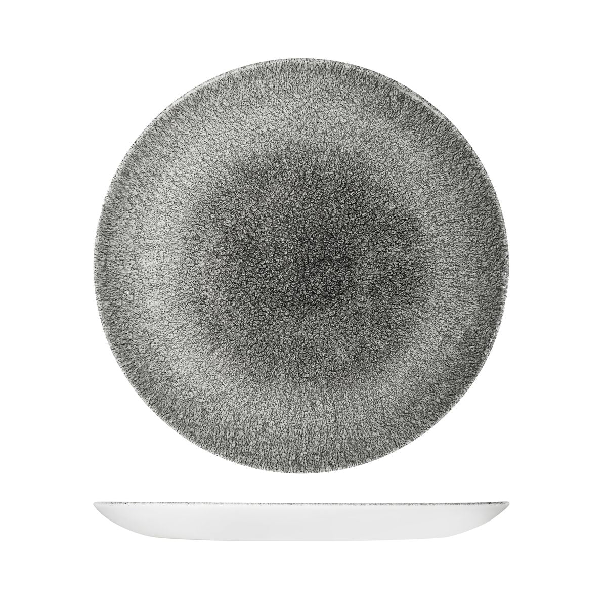 72.9976129.QB Churchill Studio Prints Raku Quartz Black Round Coupe Plate 288mm Globe Importers Adelaide Hospitality Supplies