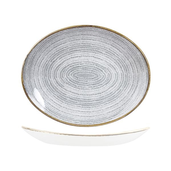 72.9976232.G Churchill Studio Prints Homespun Stone Grey Oval Coupe Plate 317x255mm Globe Importers Adelaide Hospitality Supplies