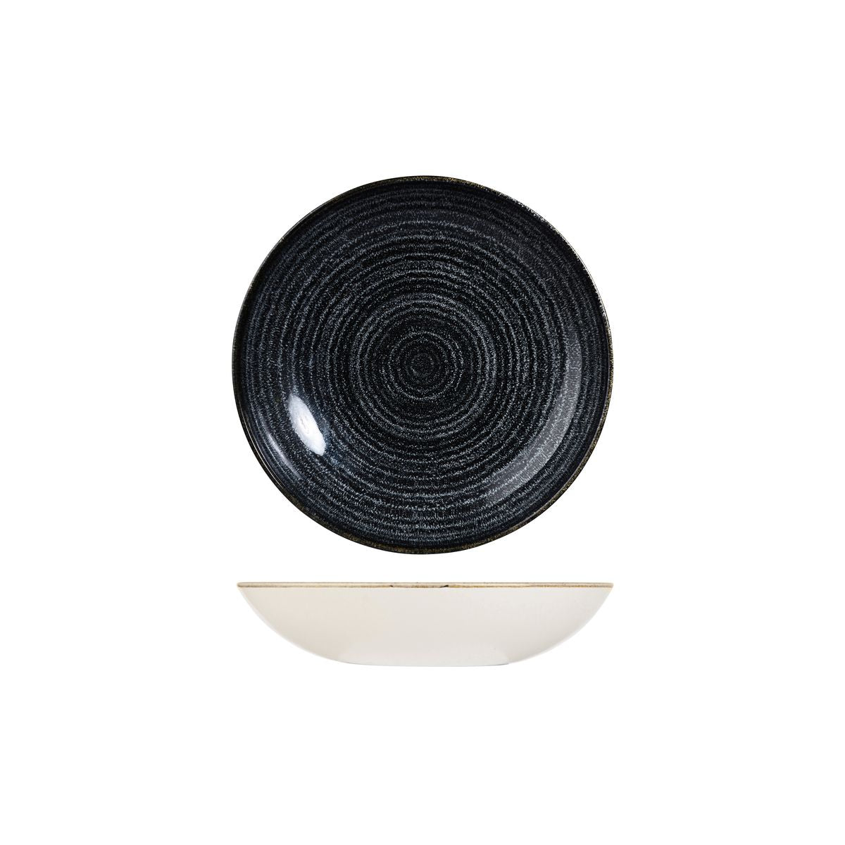 72.9976618.C Churchill Studio Prints Homespun Charcoal Black Round Coupe Bowl 182mm / 426ml Globe Importers Adelaide Hospitality Supplies