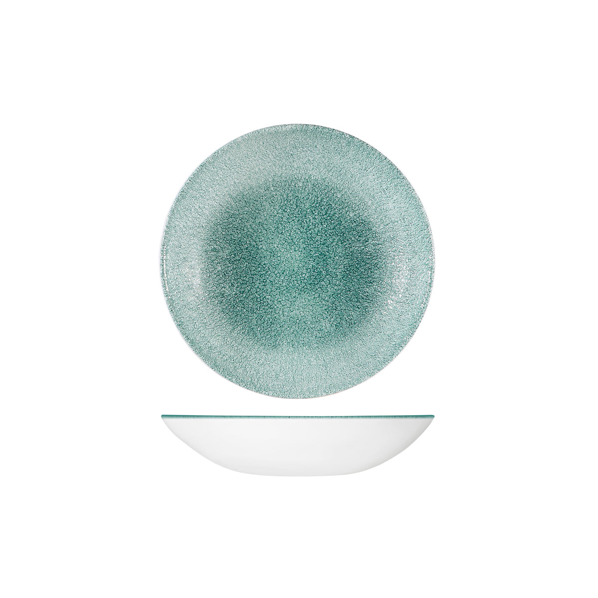 72.9976618.J Churchill Studio Prints Raku Jade Green Round Coupe Bowl 182mm / 426ml Globe Importers Adelaide Hospitality Supplies