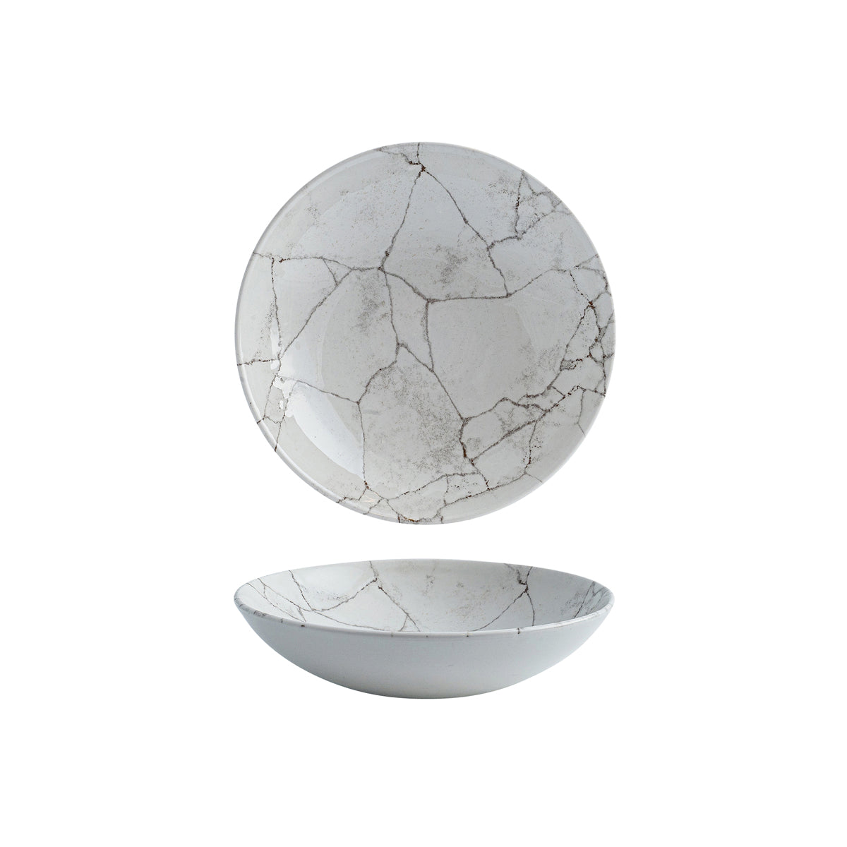 72.9976618.K Churchill Studio Prints Kintsugi Agate Grey Round Coupe Bowl 182mm / 426ml Globe Importers Adelaide Hospitality Supplies