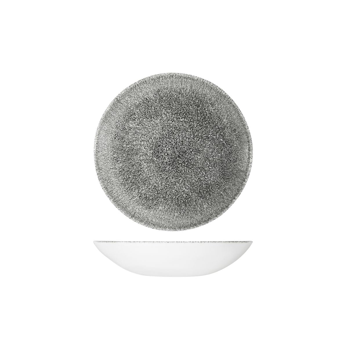 72.9976618.QB Churchill Studio Prints Raku Quartz Black Round Coupe Bowl 182mm / 426ml Globe Importers Adelaide Hospitality Supplies