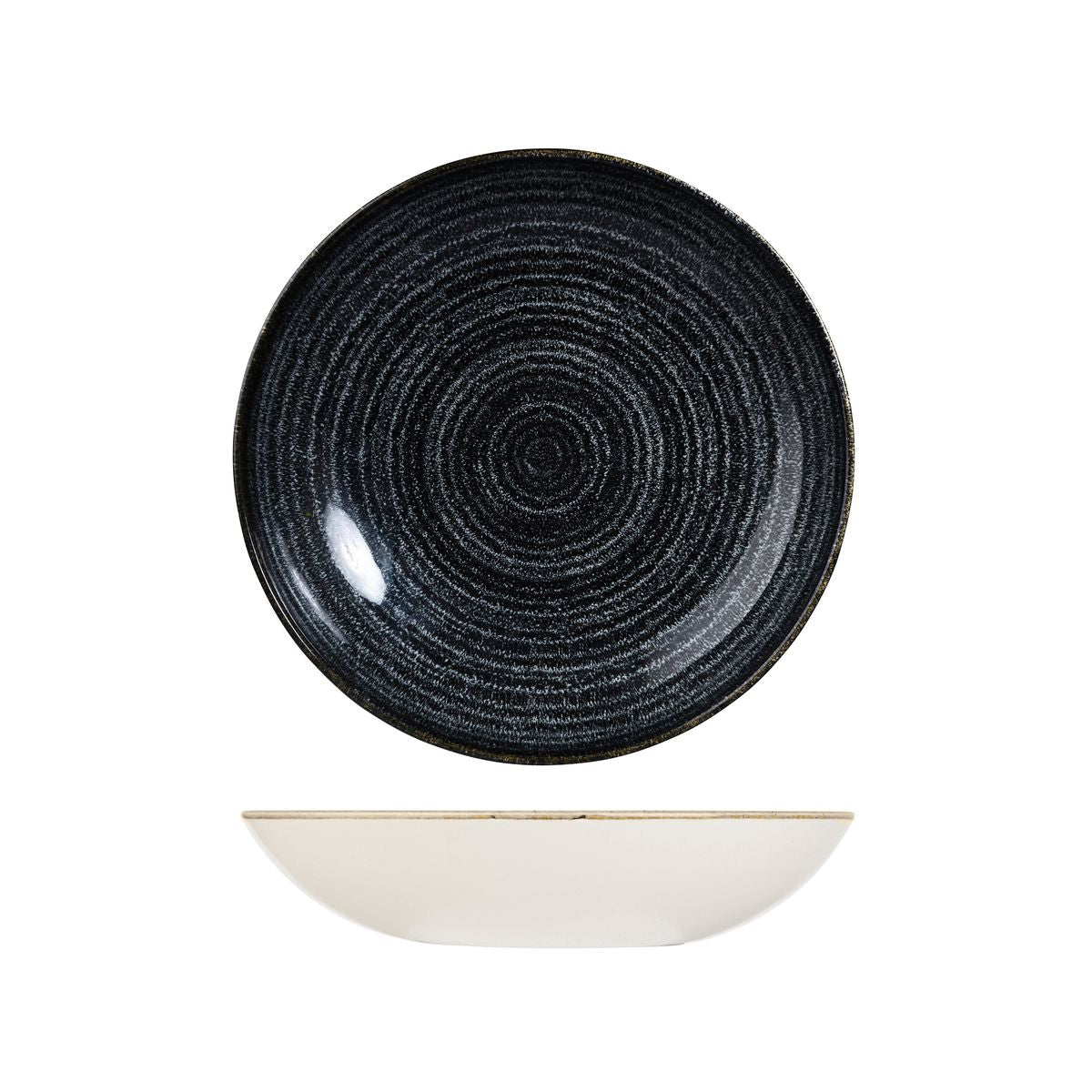72.9976625.C Churchill Studio Prints Homespun Charcoal Black Round Coupe Bowl 248mm / 1136ml Globe Importers Adelaide Hospitality Supplies