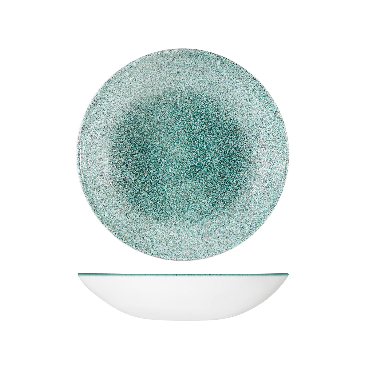 72.9976625.J Churchill Studio Prints Raku Jade Green Round Coupe Bowl 248mm / 1136ml Globe Importers Adelaide Hospitality Supplies