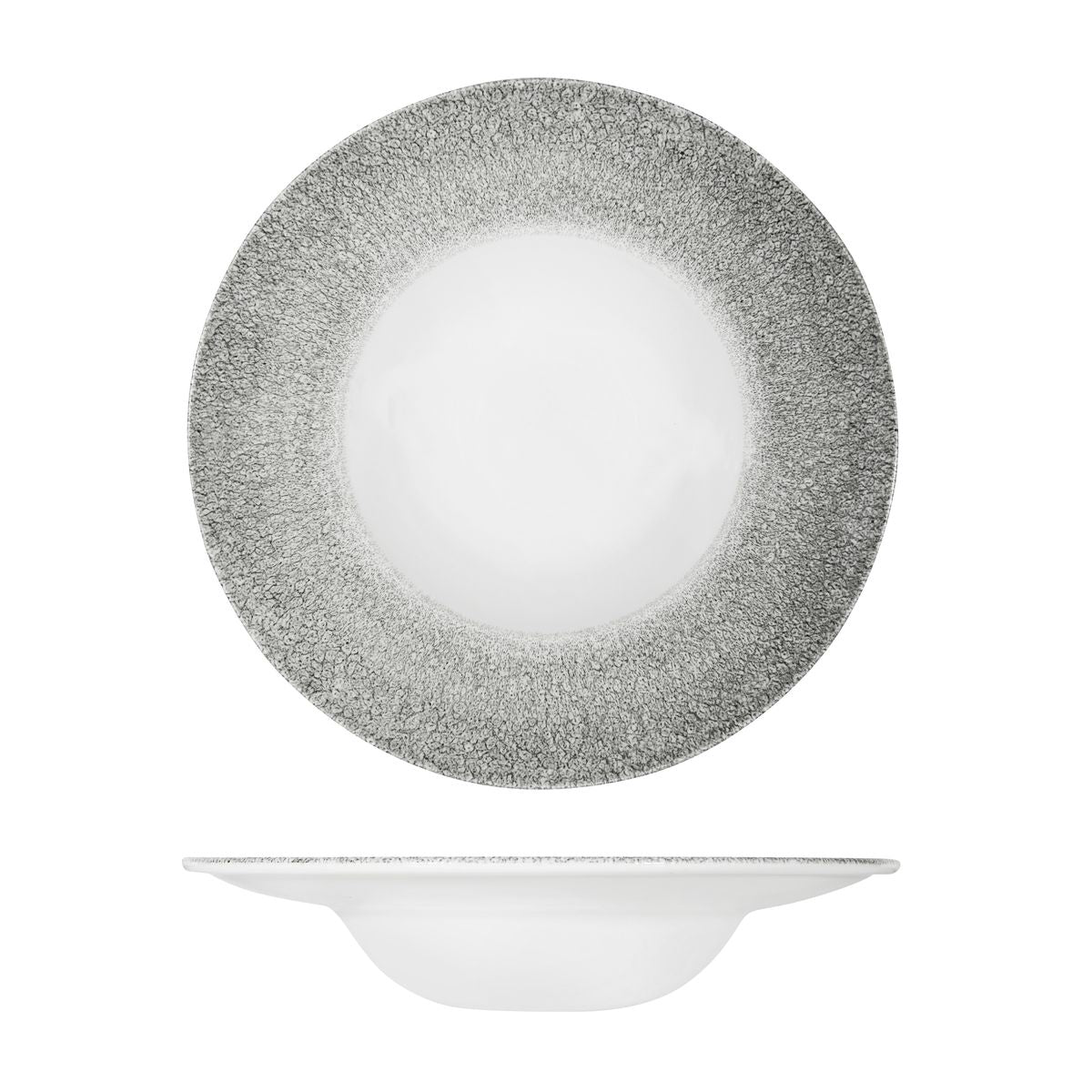 72.9976638.QB Churchill Studio Prints Raku Quartz Black Round Wide Rim Bowl 280mm / 468ml Globe Importers Adelaide Hospitality Supplies