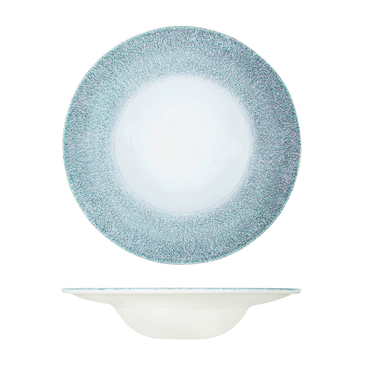 72.9976638.TB Churchill Studio Prints Raku Topaz Blue Round Wide Rim Bowl 280mm / 468ml Globe Importers Adelaide Hospitality Supplies