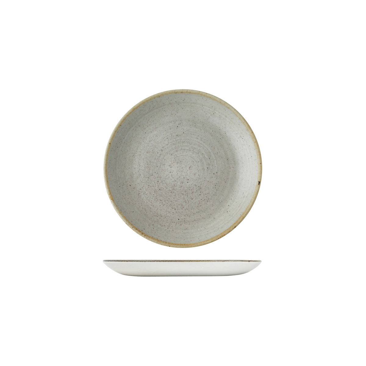 72.9977116.GY Churchill Stonecast Raw Grey Round Coupe Plate 165mm Globe Importers Adelaide Hospitality Supplies