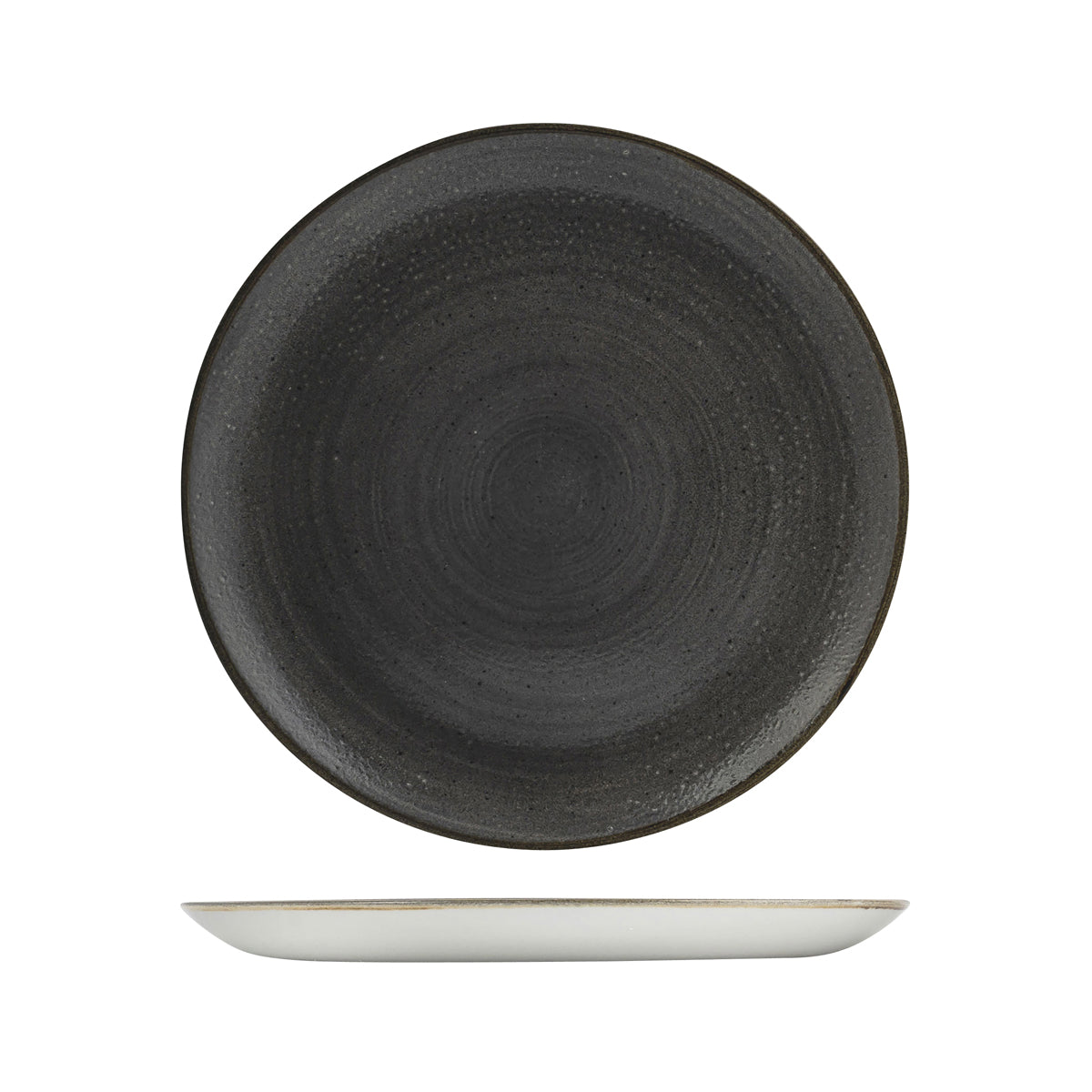 72.9977129.BK Churchill Stonecast Raw Black Round Coupe Plate 288mm Globe Importers Adelaide Hospitality Supplies