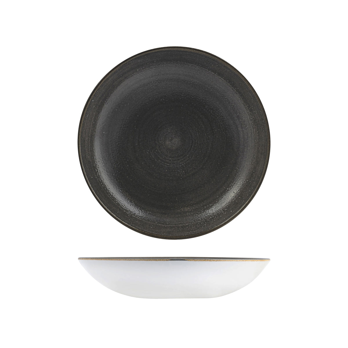 72.9977225.BK Churchill Stonecast Raw Black Round Coupe Bowl 248mm / 1136ml Globe Importers Adelaide Hospitality Supplies