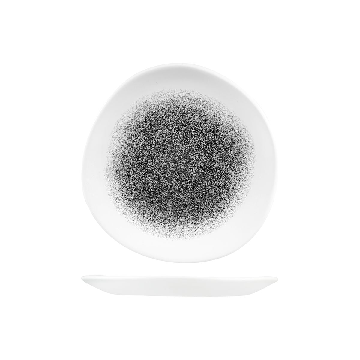 72.9979121.QB Churchill Studio Prints Raku Quartz Black Round Organic Plate 210mm Globe Importers Adelaide Hospitality Supplies
