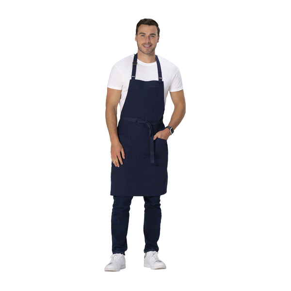 AB802.DNA Chef Works Repreve Lockharte Bib Apron with 2 Pockets Navy 800x860mm Globe Importers Adelaide Hospitality Supplies