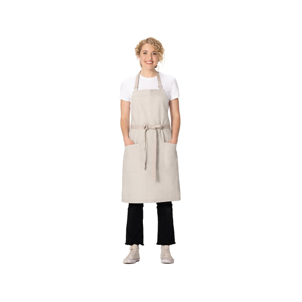 AB802.ECR Chef Works Repreve Lockharte Bib Apron with 2 Pockets Ecru 800x860mm Globe Importers Adelaide Hospitality Supplies