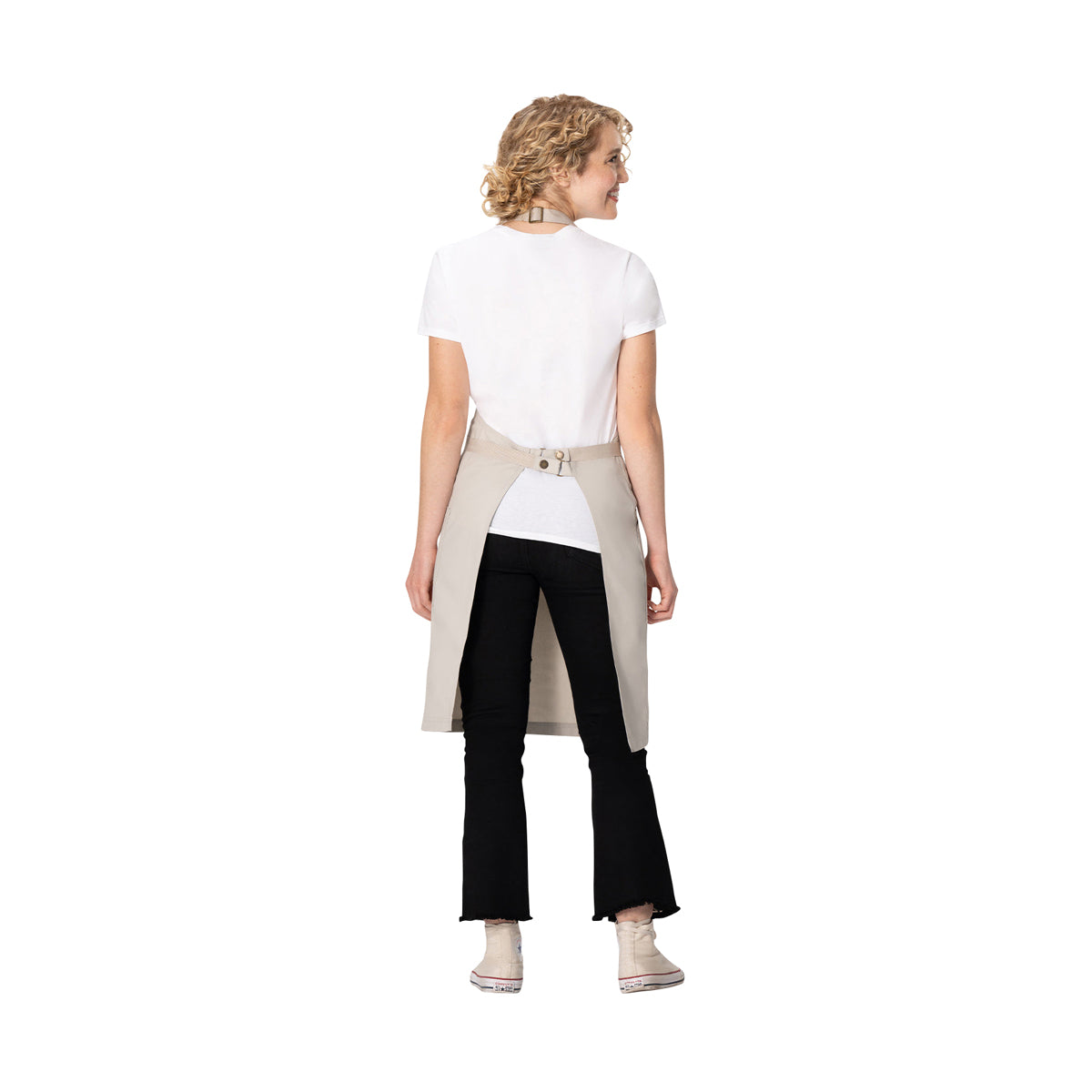 AB802.ECR Chef Works Repreve Lockharte Bib Apron with 2 Pockets Ecru 800x860mm Globe Importers Adelaide Hospitality Supplies