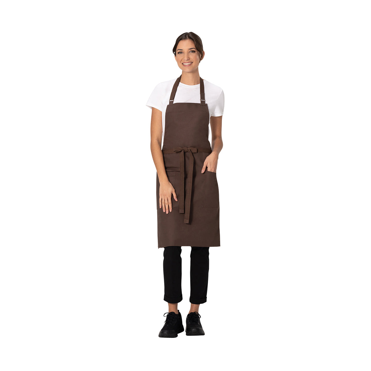 AB802.ESP Chef Works Repreve Lockharte Bib Apron with 2 Pockets Espresso 800x860mm Globe Importers Adelaide Hospitality Supplies